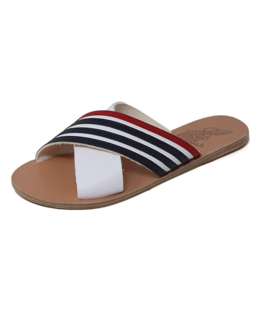 Ancient Greek White Red Navy Leather Sandals sz 39 - Michael's Consignment NYC