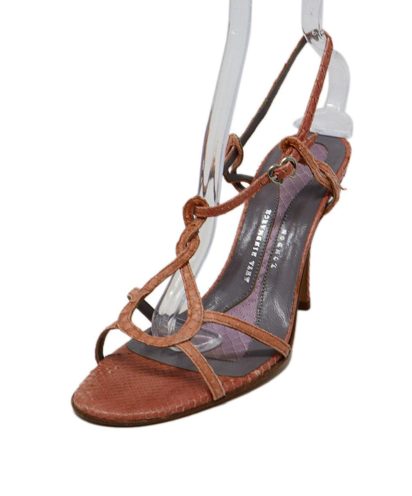Anya Hindmarch Pink Snakeskin Sandals sz 7.5 - Michael's Consignment NYC