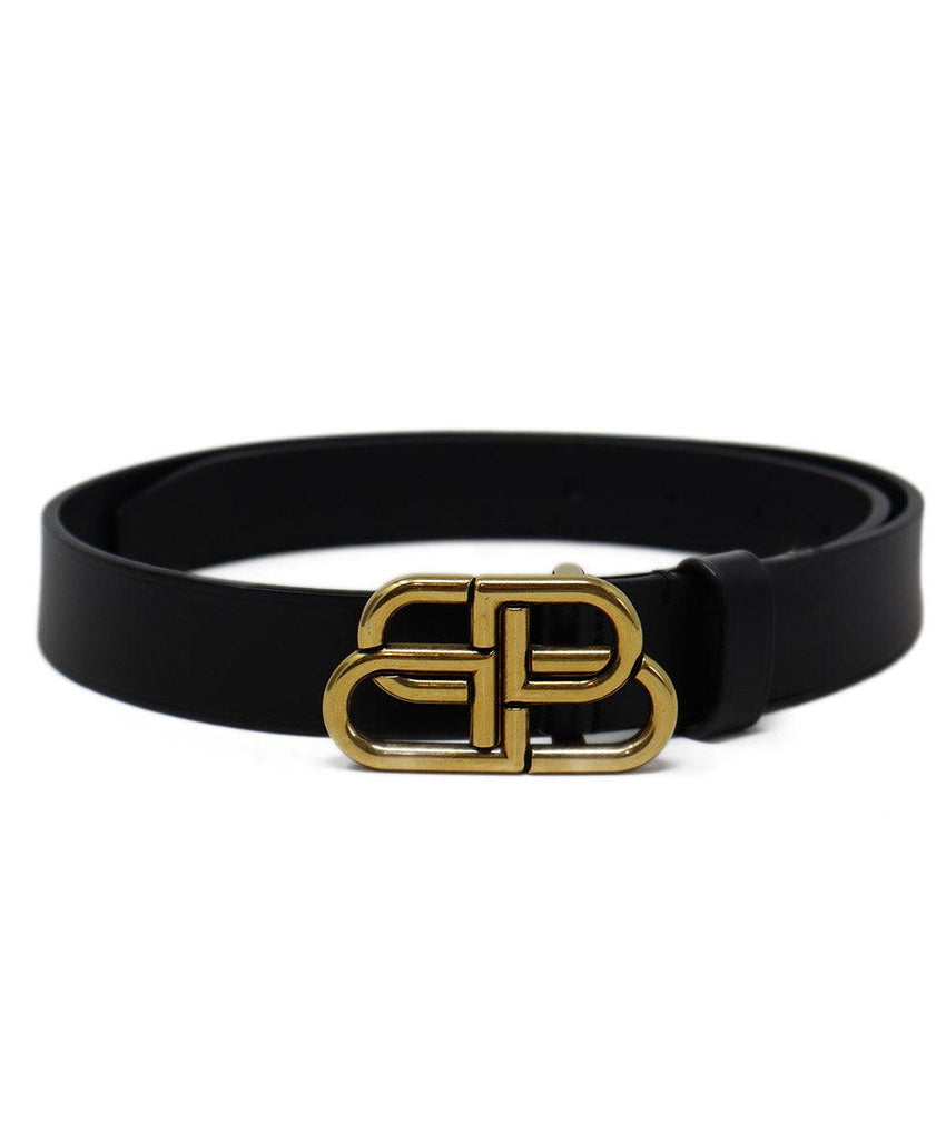 Balenciaga Black Leather & Gold Buckle Belt - Michael's Consignment NYC