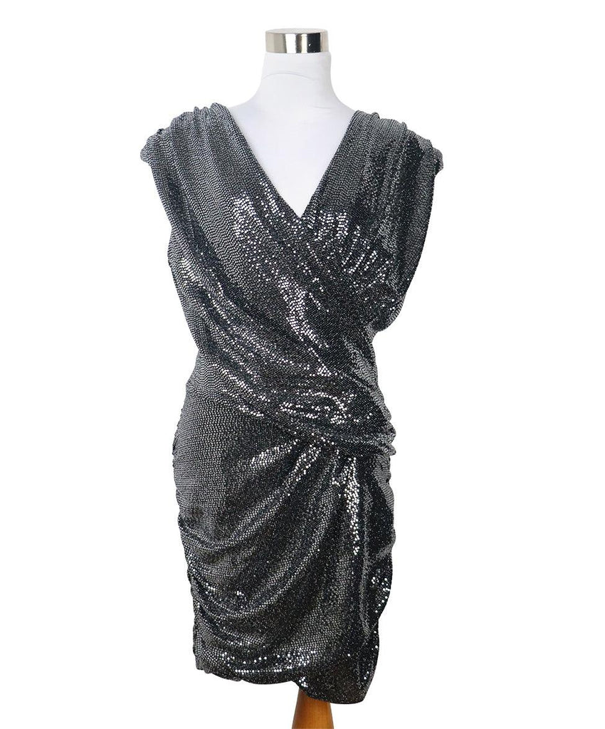 Balmain Black & Silver Sequin Dress sz 6 - Michael's Consignment NYC