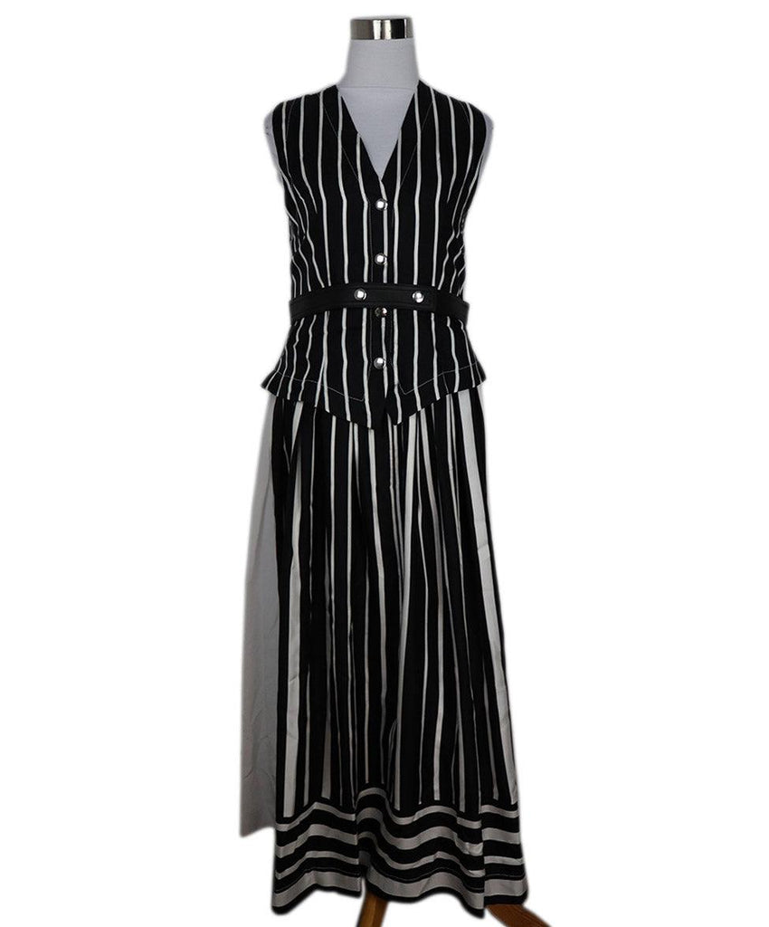 Beckham B&W Striped Silk Dress w/ Belt sz 4 - Michael's Consignment NYC
