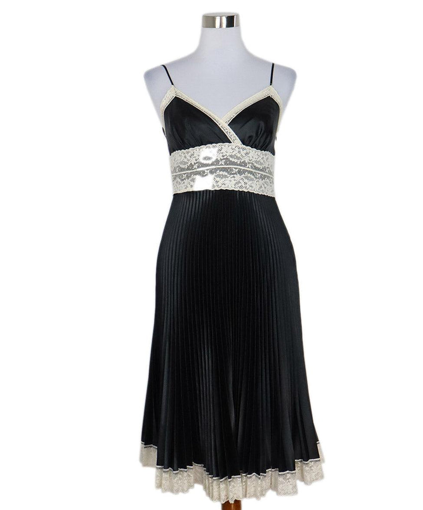Betsy Johnson Black Pleated & Ivory Lace Trim Dress sz 6 - Michael's Consignment NYC