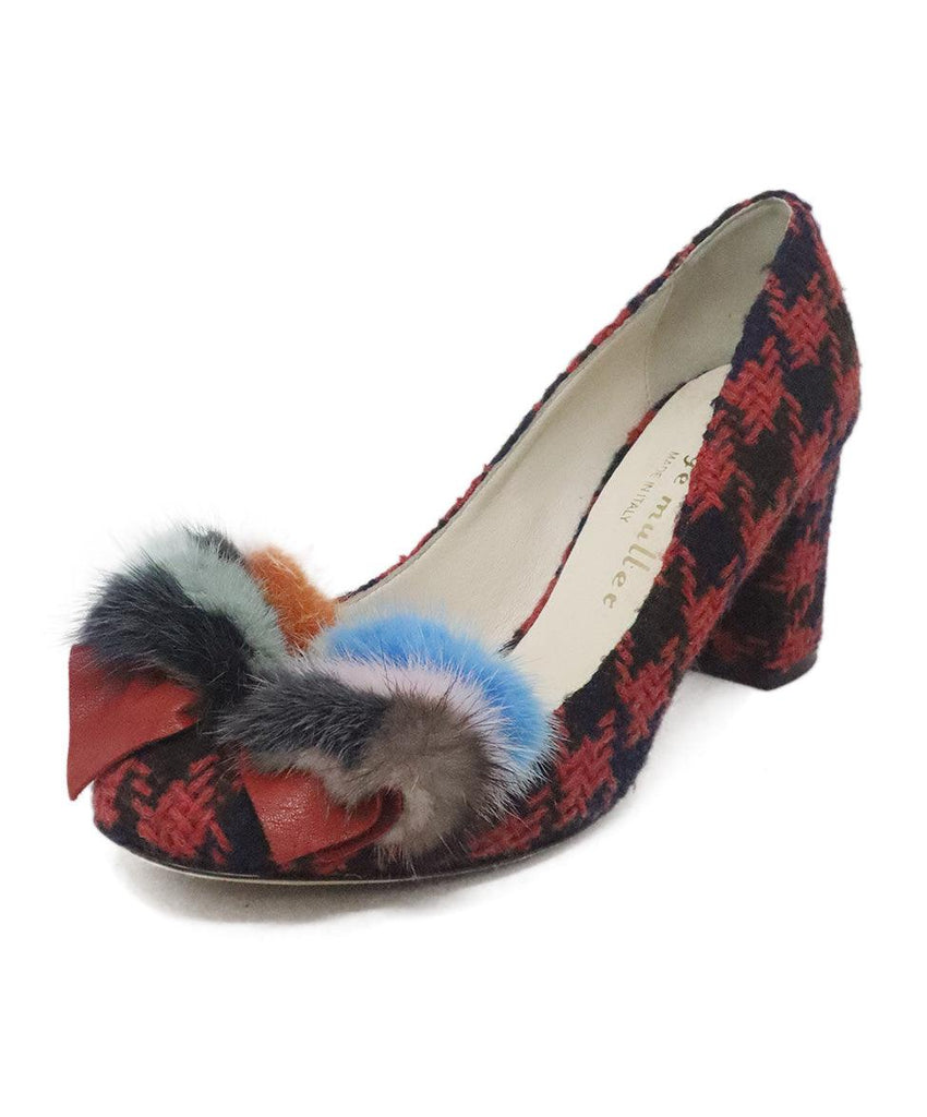 Bettye Muller Multicolor Tweed & Mink Heels sz 8 - Michael's Consignment NYC
