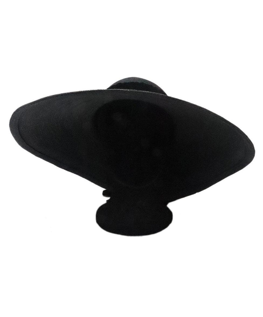 Black Raffia Hat w/ Velvet Bow Trim - Michael's Consignment NYC