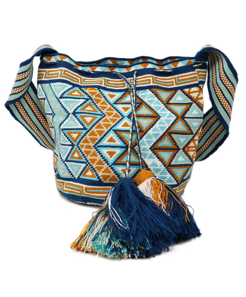 Blue & Orange Woven Cotton Handbag - Michael's Consignment NYC