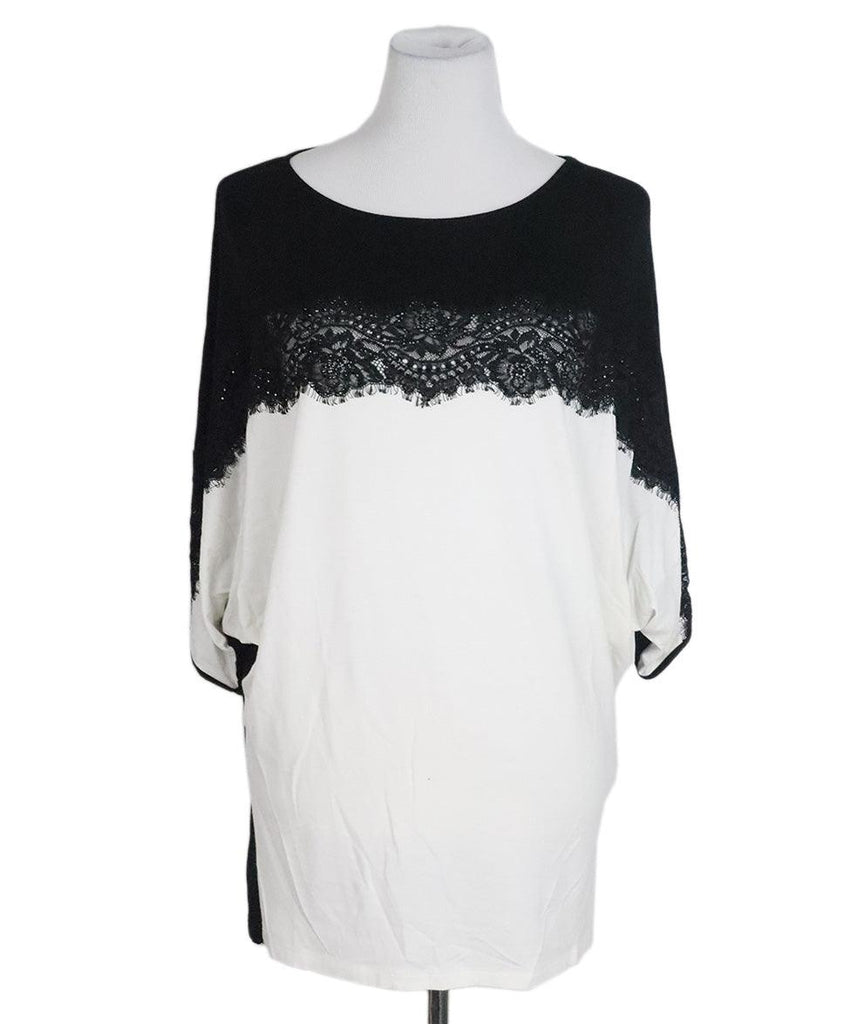 Blumarine Black & White Lace Beaded Top sz 8 - Michael's Consignment NYC