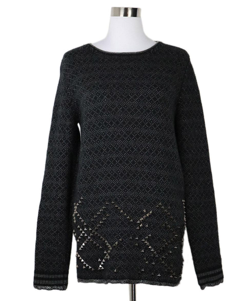 Bottega Veneta Charcoal Cashmere Studs Sweater sz 6 - Michael's Consignment NYC