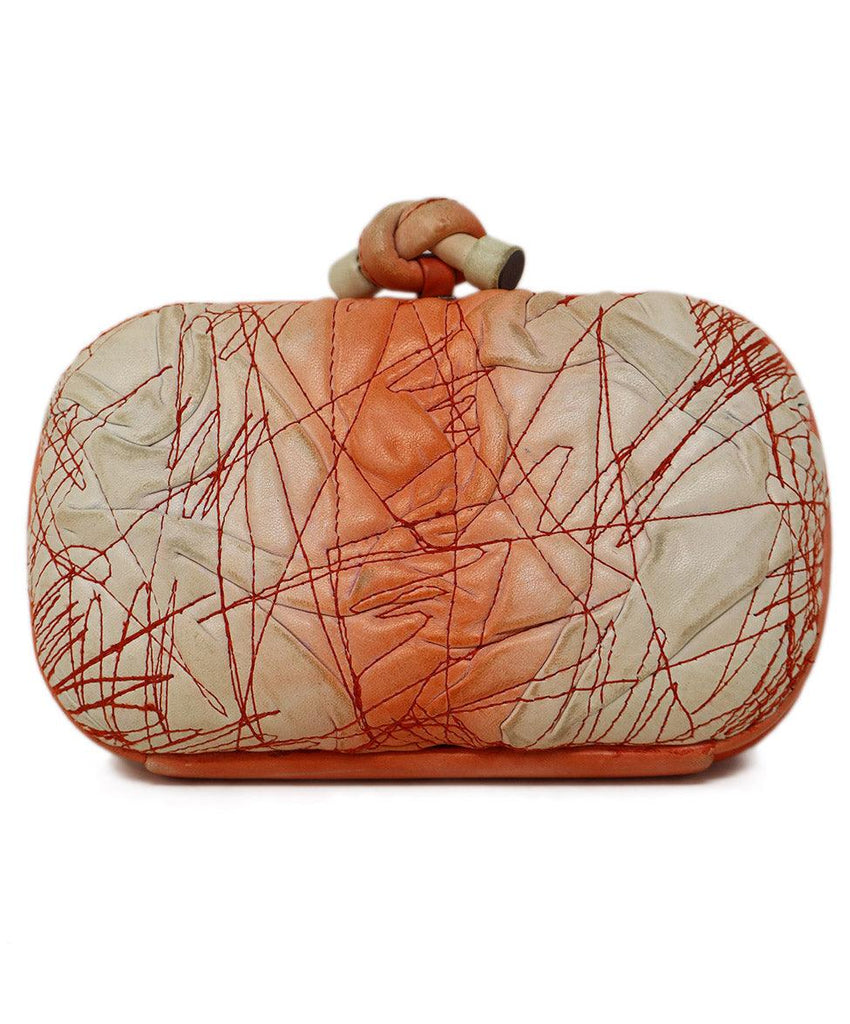 Bottega Veneta Vintage White & Peach Leather Knot Clutch - Michael's Consignment NYC