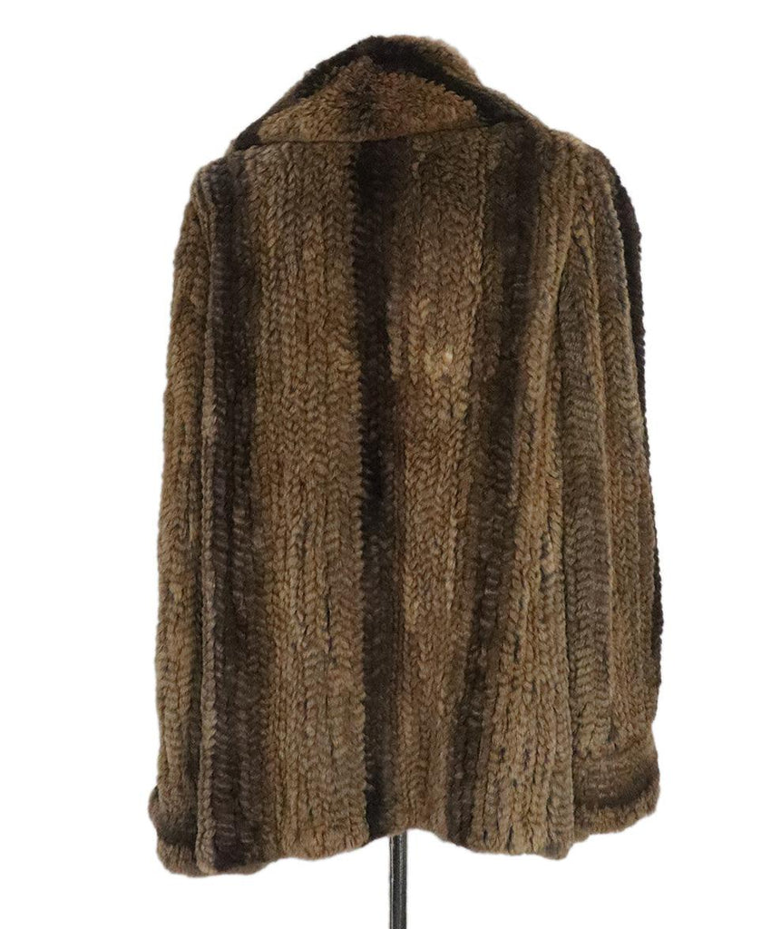 Brown & Tan Woven Rabbit Fur Coat sz 10 - Michael's Consignment NYC