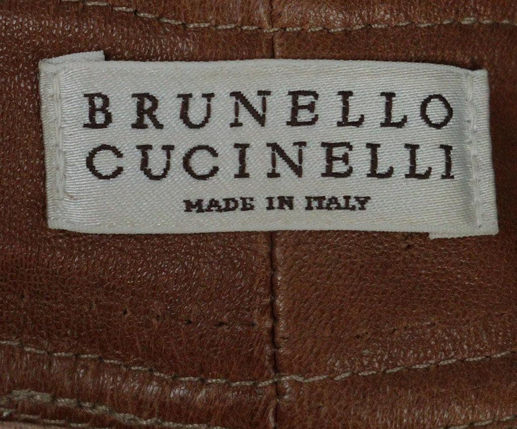 Brunello Cucinelli Cognac Leather Pants sz 2 - Michael's Consignment NYC