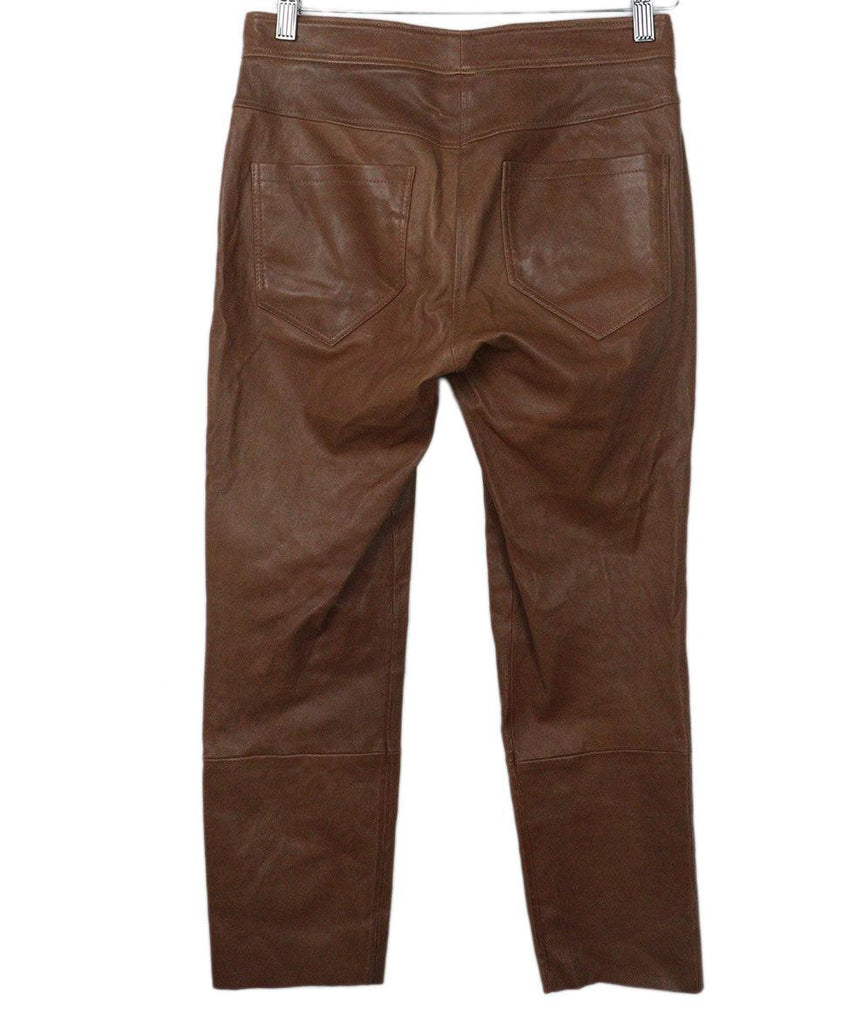 Brunello Cucinelli Cognac Leather Pants sz 2 - Michael's Consignment NYC