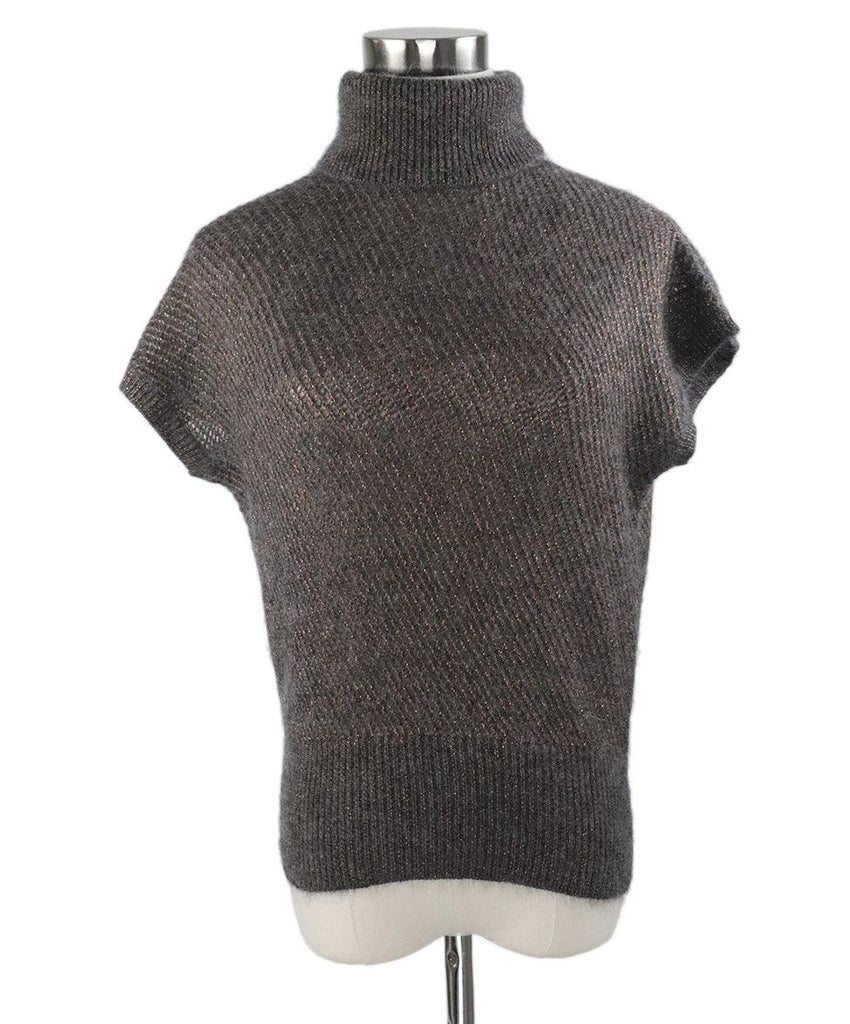 Brunello Cucinelli Grey & Bronze Mohair Turtleneck Sweater sz 4 - Michael's Consignment NYC