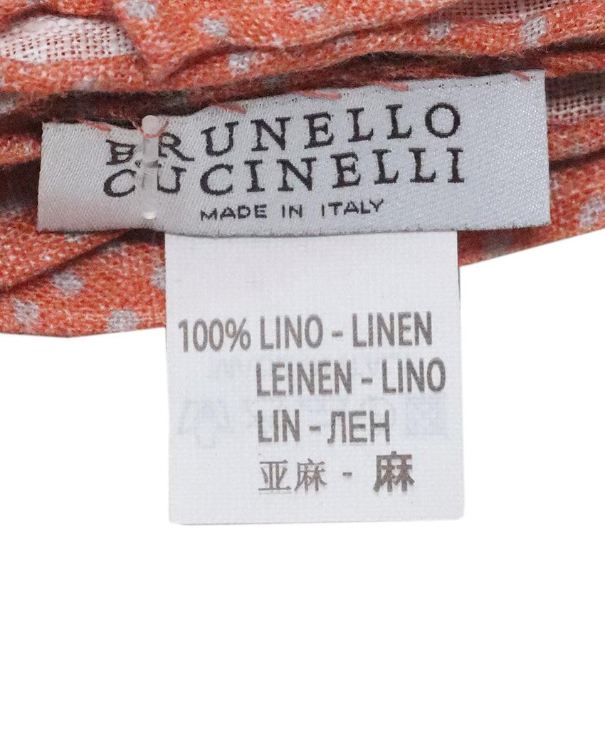 Brunello Cucinelli Orange & Grey Pocket Square - Michael's Consignment NYC
