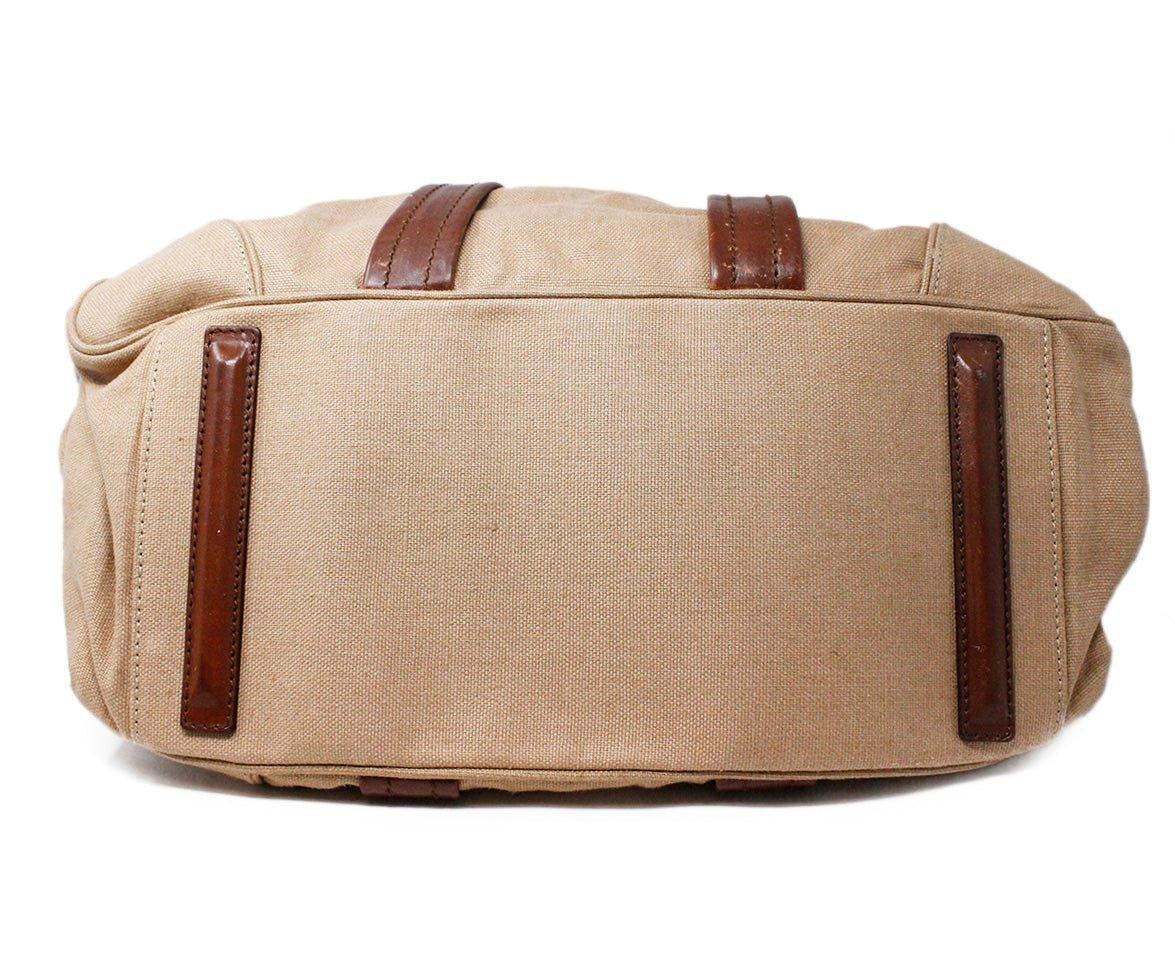 Brunello Cucinelli Tan Canvas Brown Leather Travel Bag – Michael's  Consignment NYC
