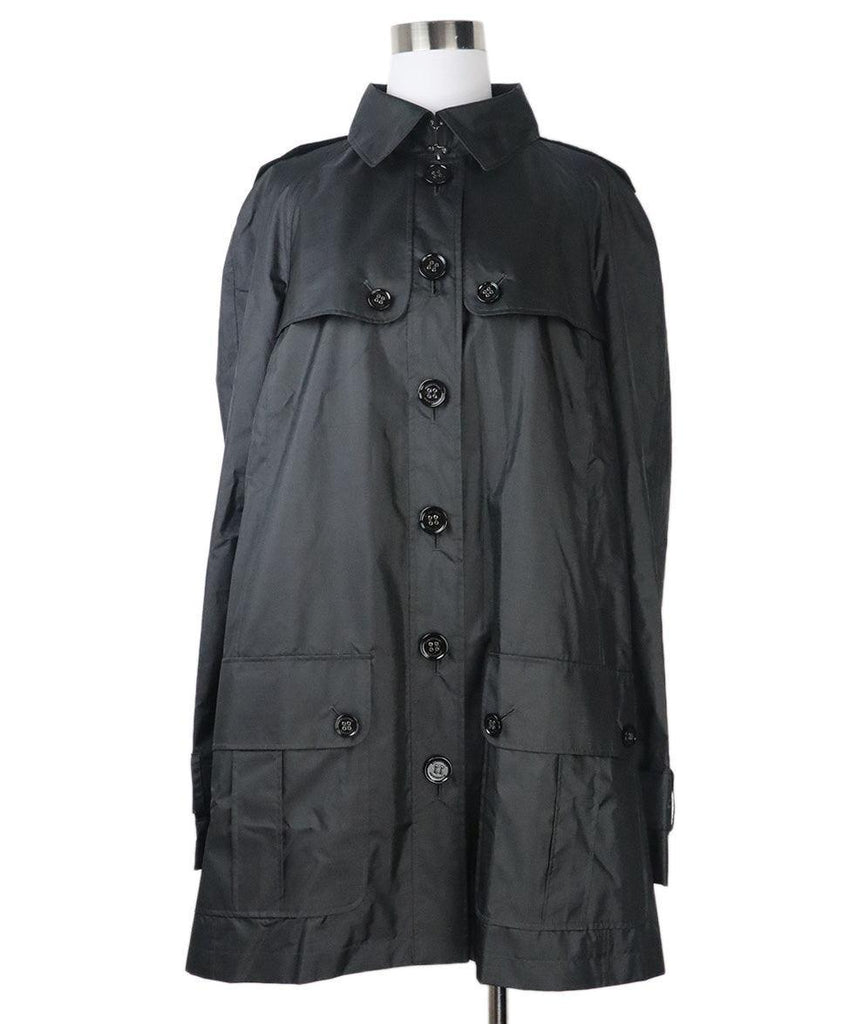 Burberry Black Trenchcoat w/ Plaid Lining sz 14 - Michael's Consignment NYC