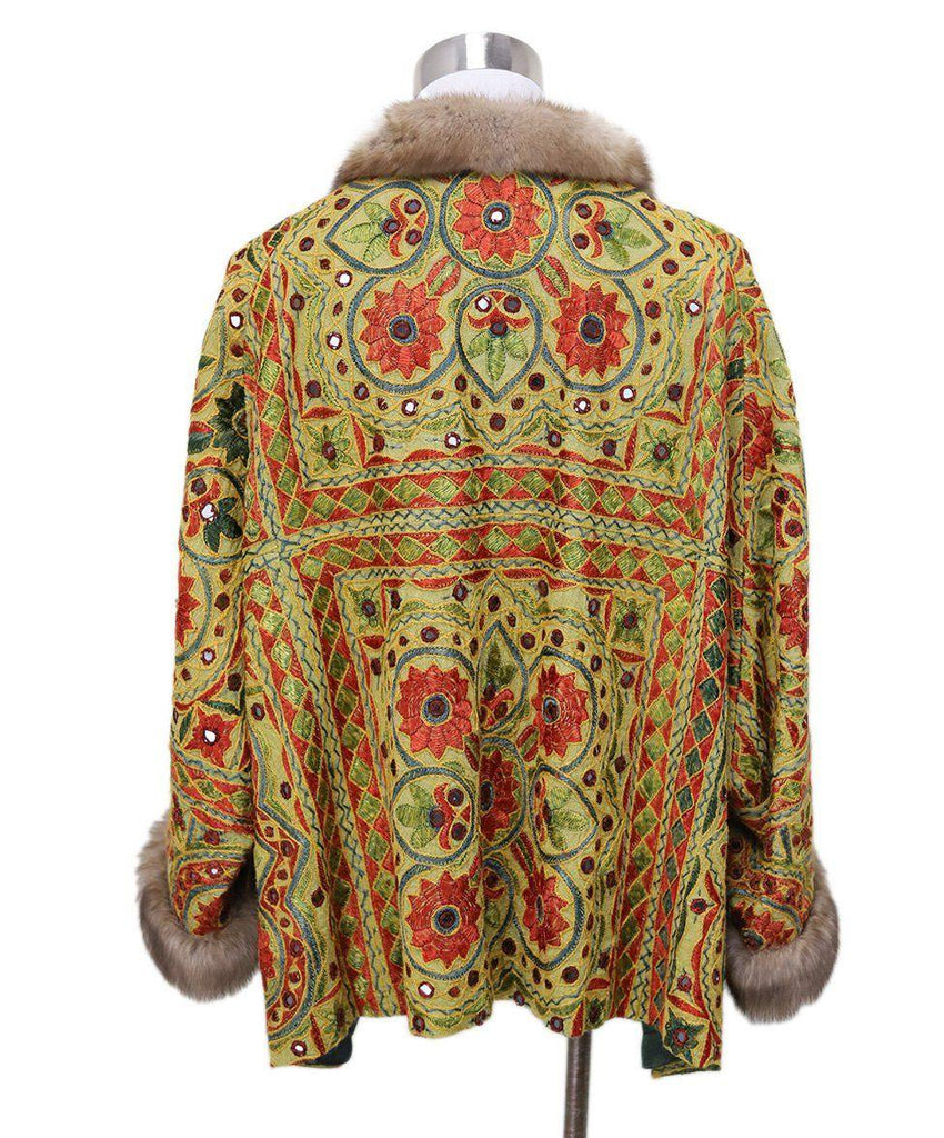 Carlo Tivioli Multicolor Silk Embroidery Coat sz 4 - Michael's Consignment NYC