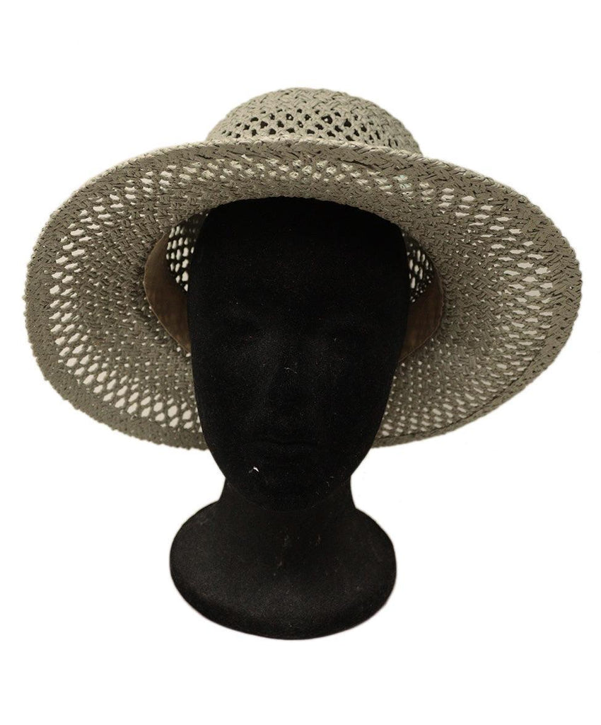 Carolyn Rowan Grey Straw Hat w/ Blue Embroidery - Michael's Consignment NYC