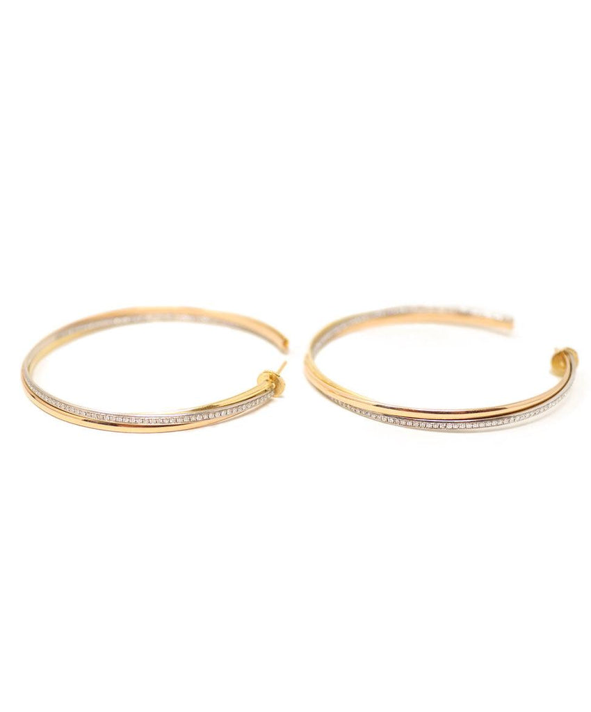 Cartier 18K Gold & Diamond Trinity Hoops - Michael's Consignment NYC