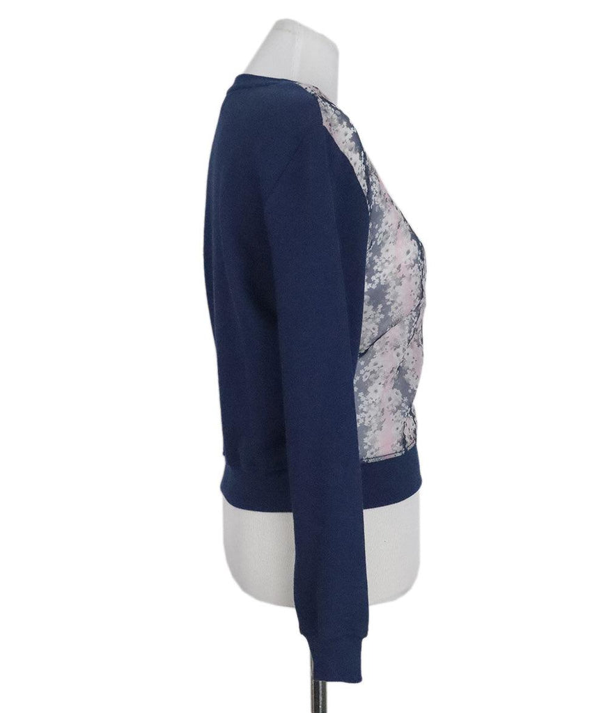 Carven Navy & Pink Floral Silk Sweater sz 2 - Michael's Consignment NYC