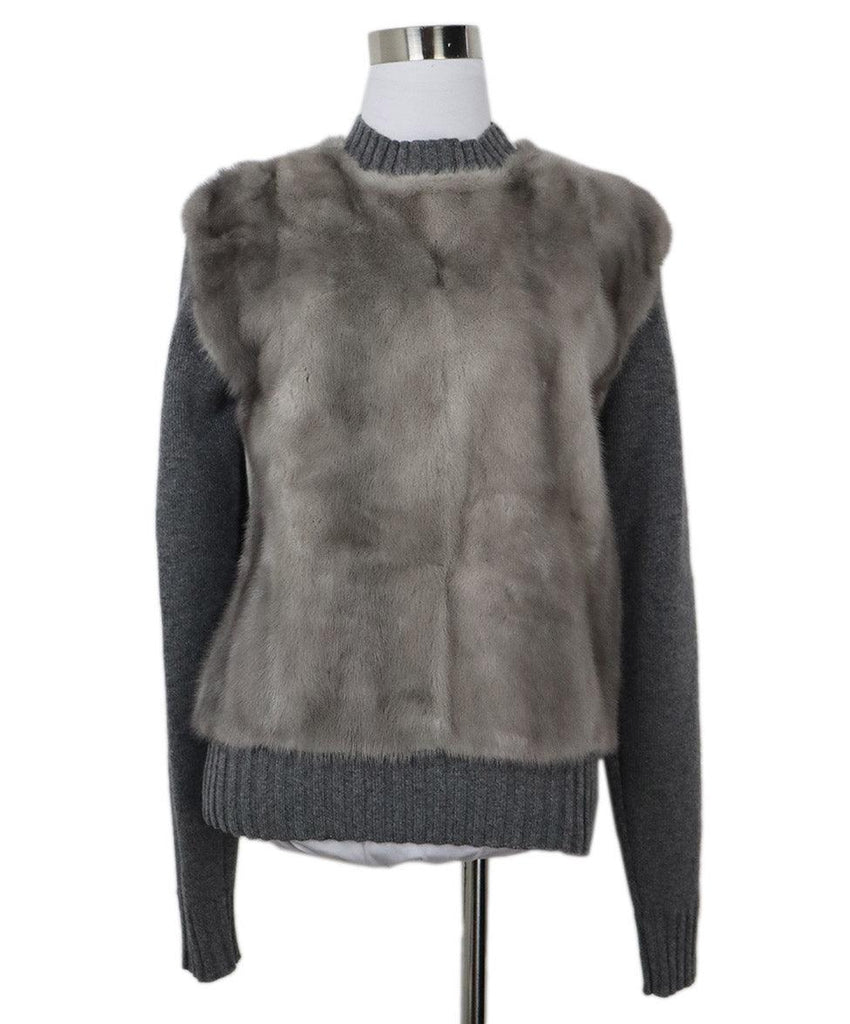 Celine Grey Cashmere & Mink Sweater sz 2 - Michael's Consignment NYC