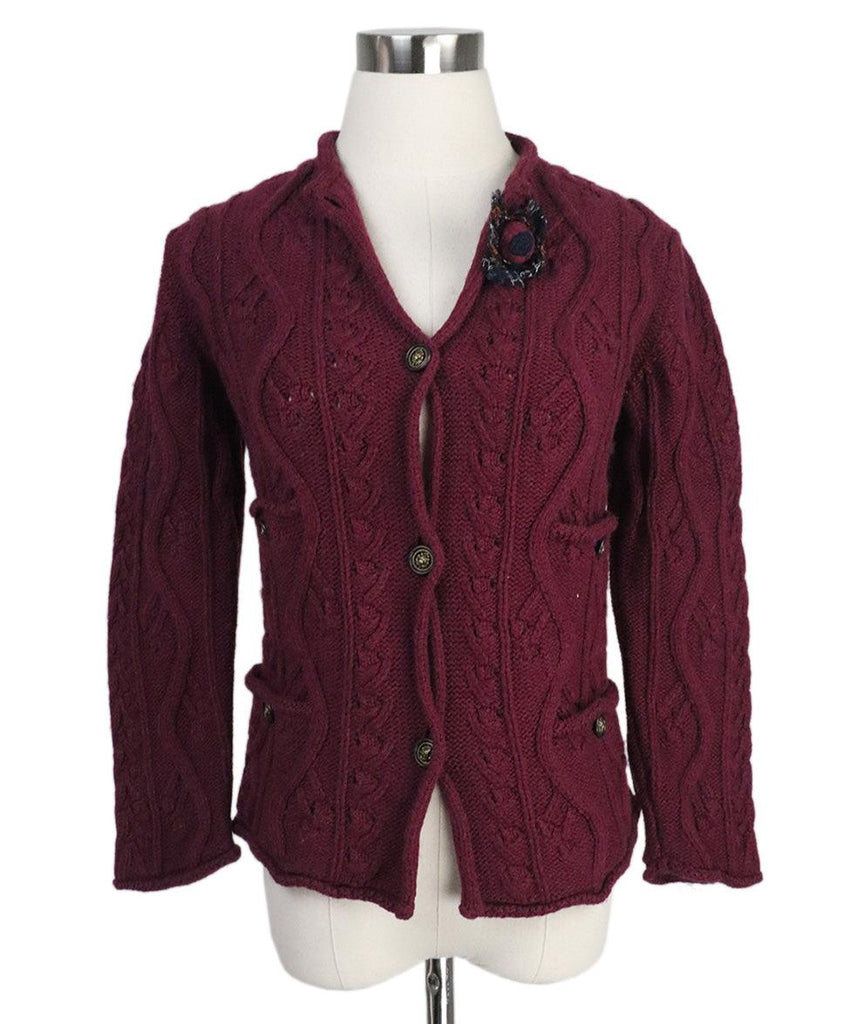 Chanel 2013 Plum Cashmere Cable Knit Cardigan Sz 2 - Michael's Consignment NYC