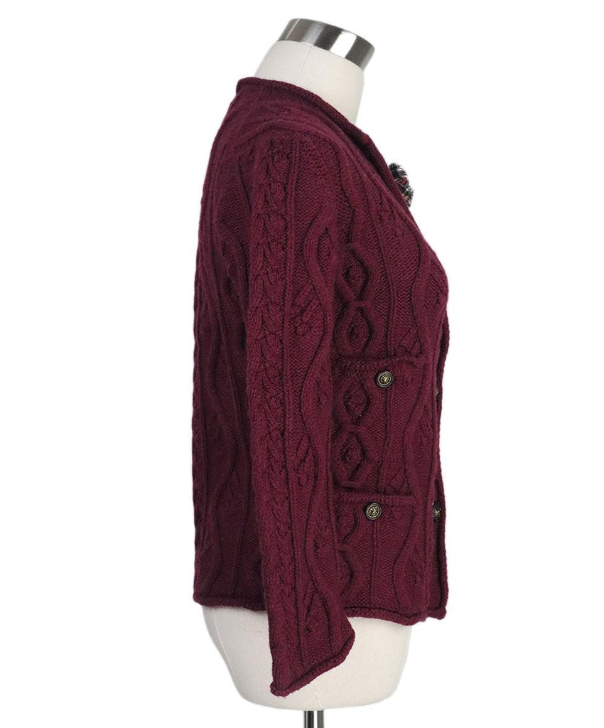 Chanel 2013 Plum Cashmere Cable Knit Cardigan sz 2 - Michael's Consignment NYC