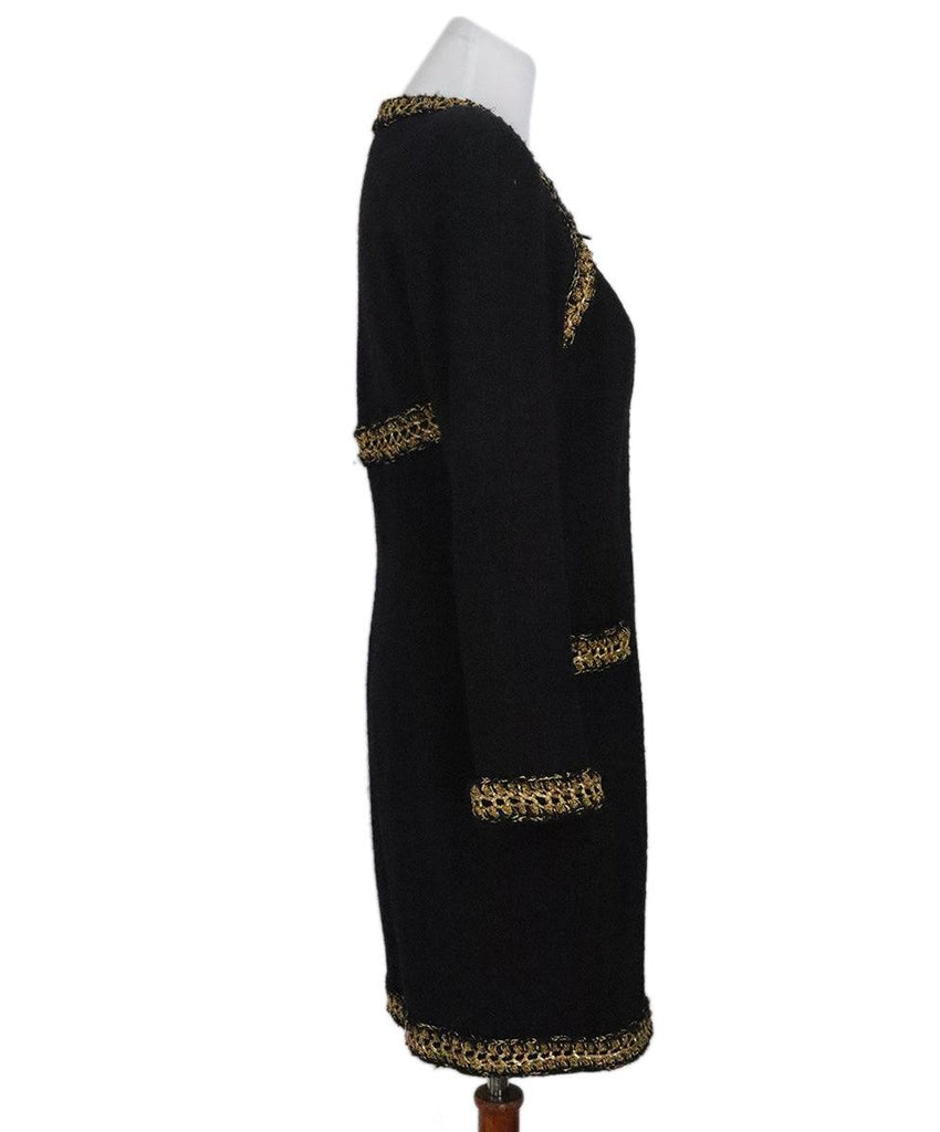 Chanel Black & Gold Wool Dress sz 10 - Michael's Consignment NYC