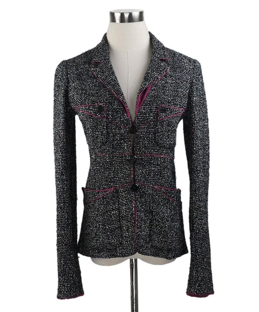 Chanel Black & Purple Tweed Blazer Sz 2 - Michael's Consignment NYC