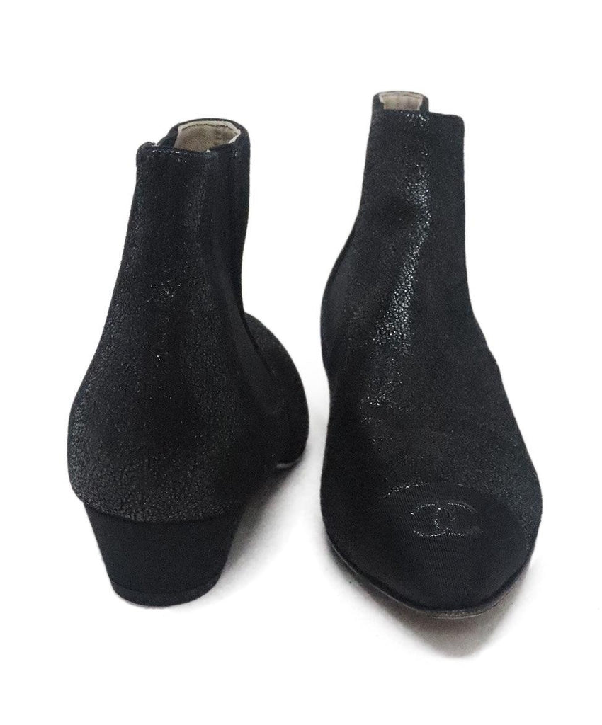 Chanel Black Iridescent Suede Booties sz 5.5 - Michael's Consignment NYC
