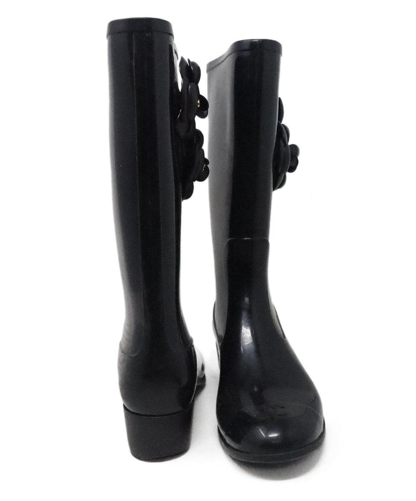 Chanel Black Rubber Camellia Boots sz 11 - Michael's Consignment NYC