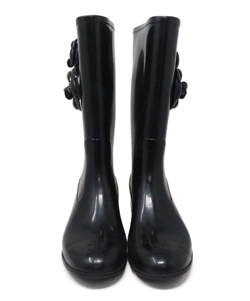 Chanel Black Rubber Camellia Boots sz 11 - Michael's Consignment NYC