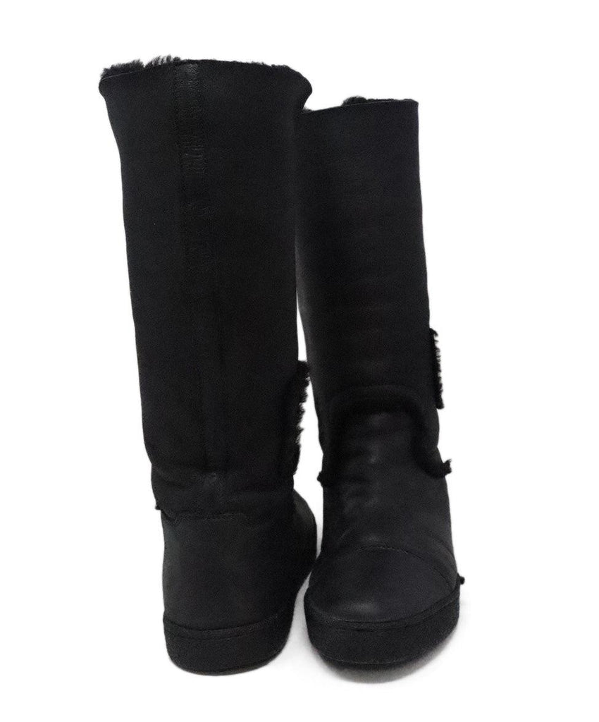 Chanel Black Shearling Boots sz 6 - Michael's Consignment NYC