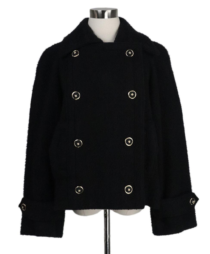 Chanel Black Wool Short Coat Sz 8 - Michael's Consignment NYC