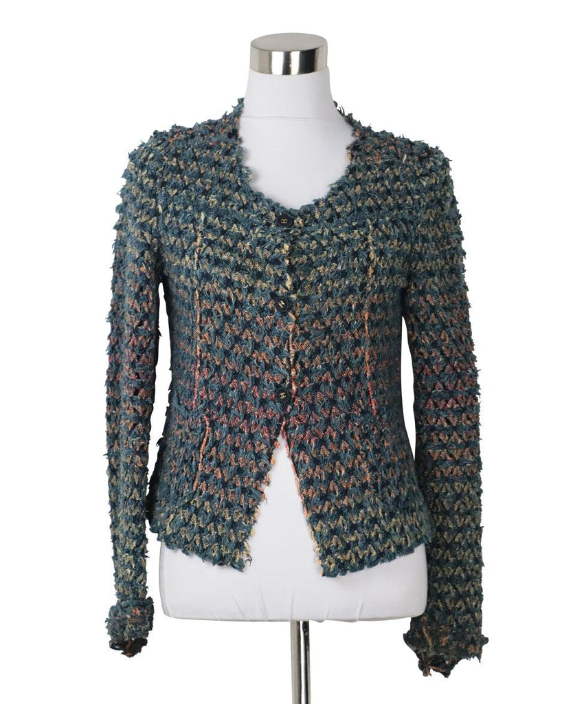 Chanel Blue Woven Denim Jacket sz 6 - Michael's Consignment NYC