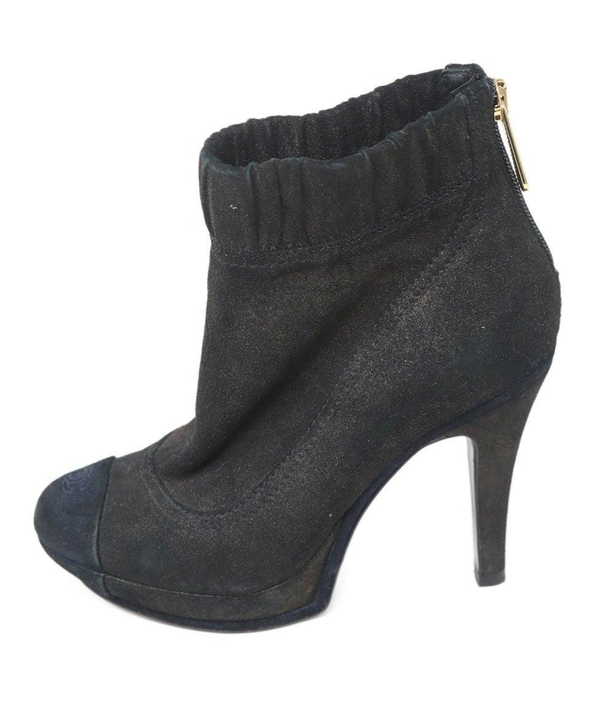 Chanel Brown & Navy Suede Booties sz 35.5 - Michael's Consignment NYC