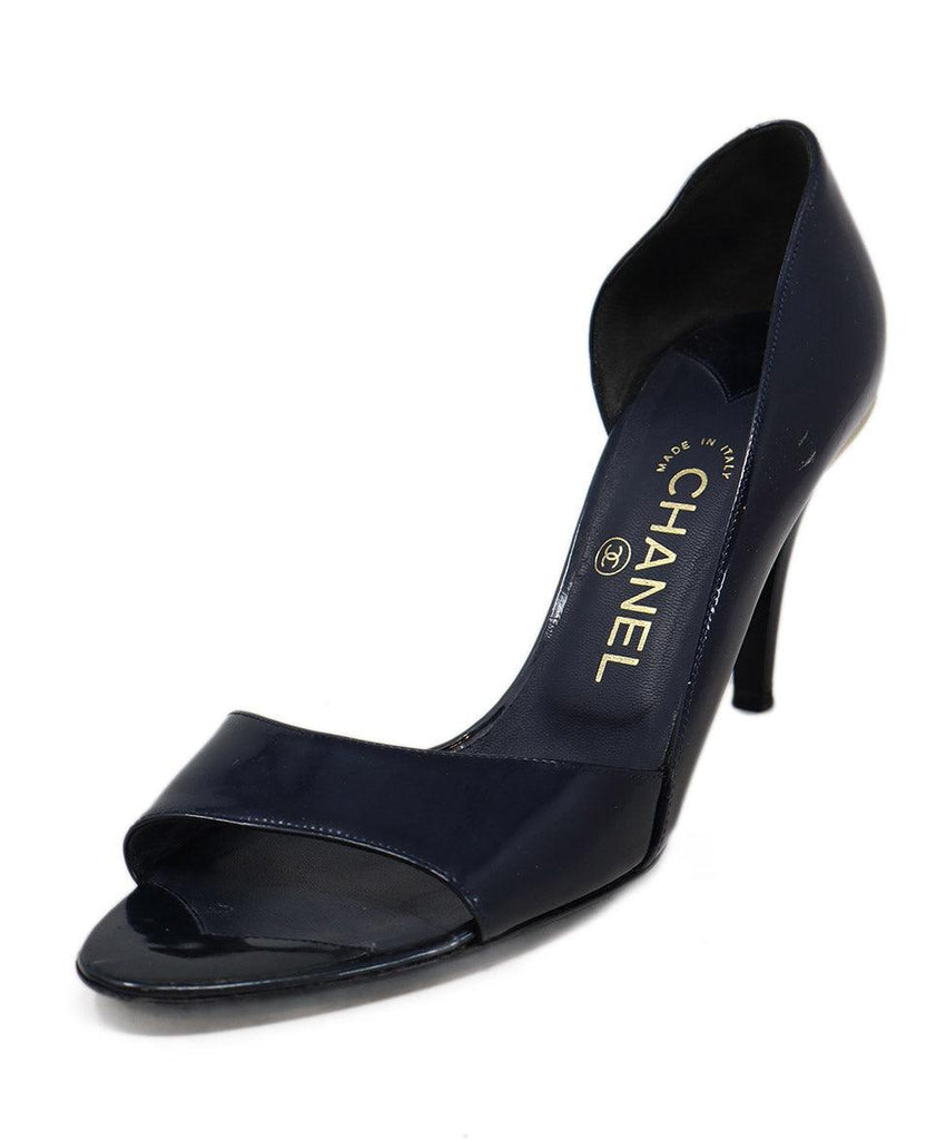 Chanel Navy Patent Leather Heels sz 9.5 - Michael's Consignment NYC