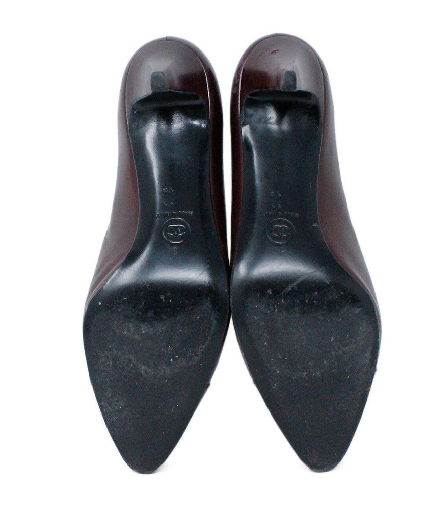 Chanel Vintage Burgundy Black Trim Leather Heels sz 39.5 - Michael's Consignment NYC