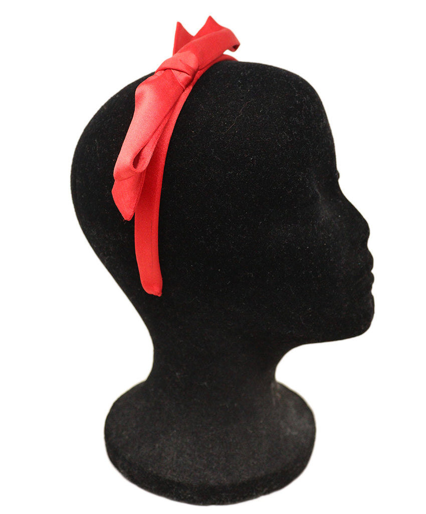 Chanel Red Silk Bow Headband 