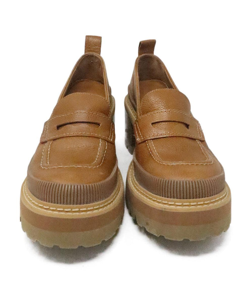 Chloe Tan Leather Platform Loafers sz 11 - Michael's Consignment NYC