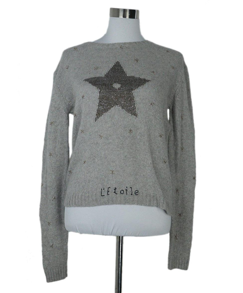 Christian Dior Grey & Gold Cashmere Sweater sz 4 - Michael's Consignment NYC