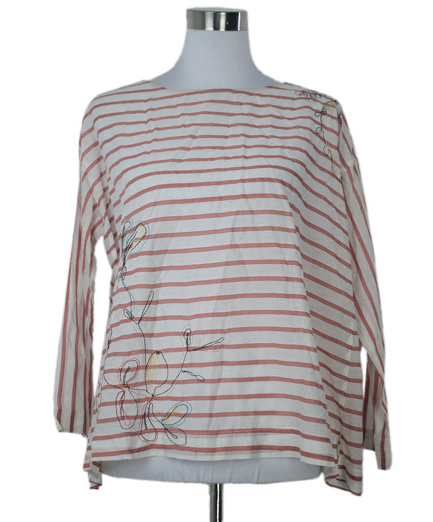 Christian Dior White & Rust Striped Blouse sz 6 - Michael's Consignment NYC