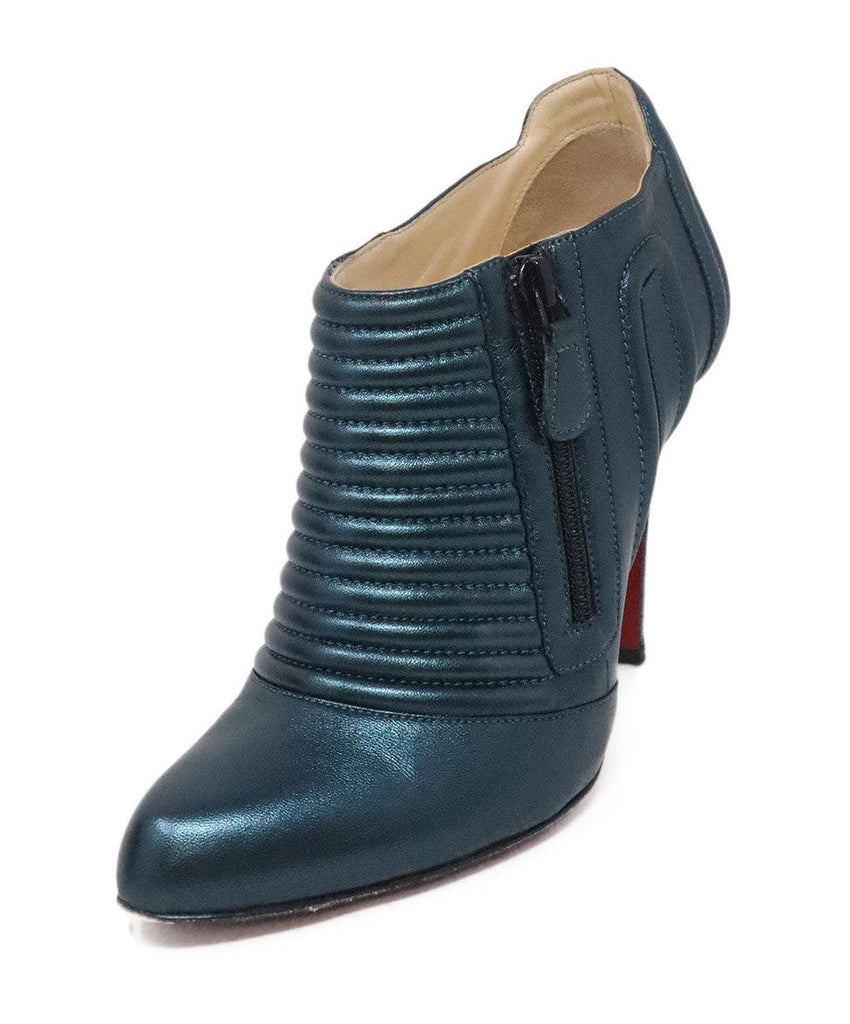 Christian Louboutin Metallic Blue Leather Booties sz 8.5 - Michael's Consignment NYC
