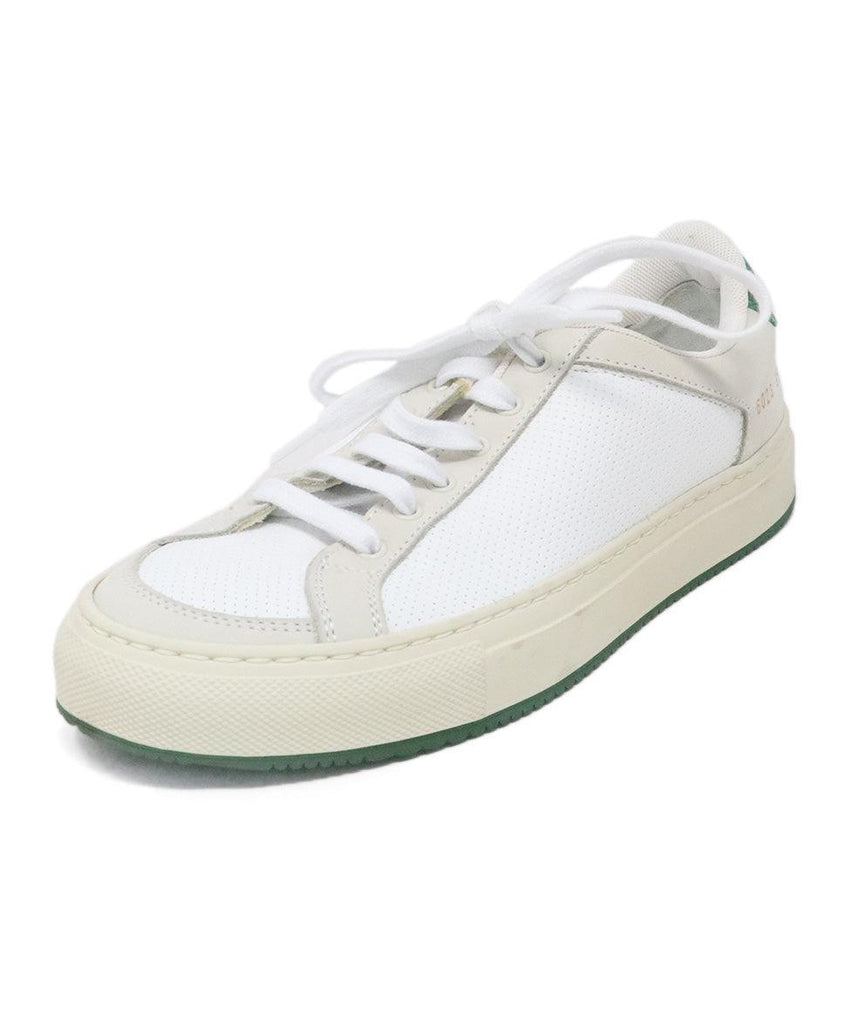 Common Projects White & Green Leather Sneakers sz 5 - Michael's Consignment NYC
