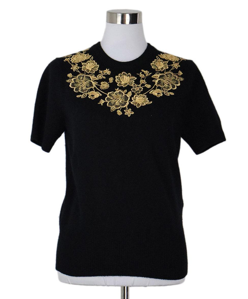 Dolce & Gabbana Black Cashmere Gold Applique Sweater sz 6 - Michael's Consignment NYC