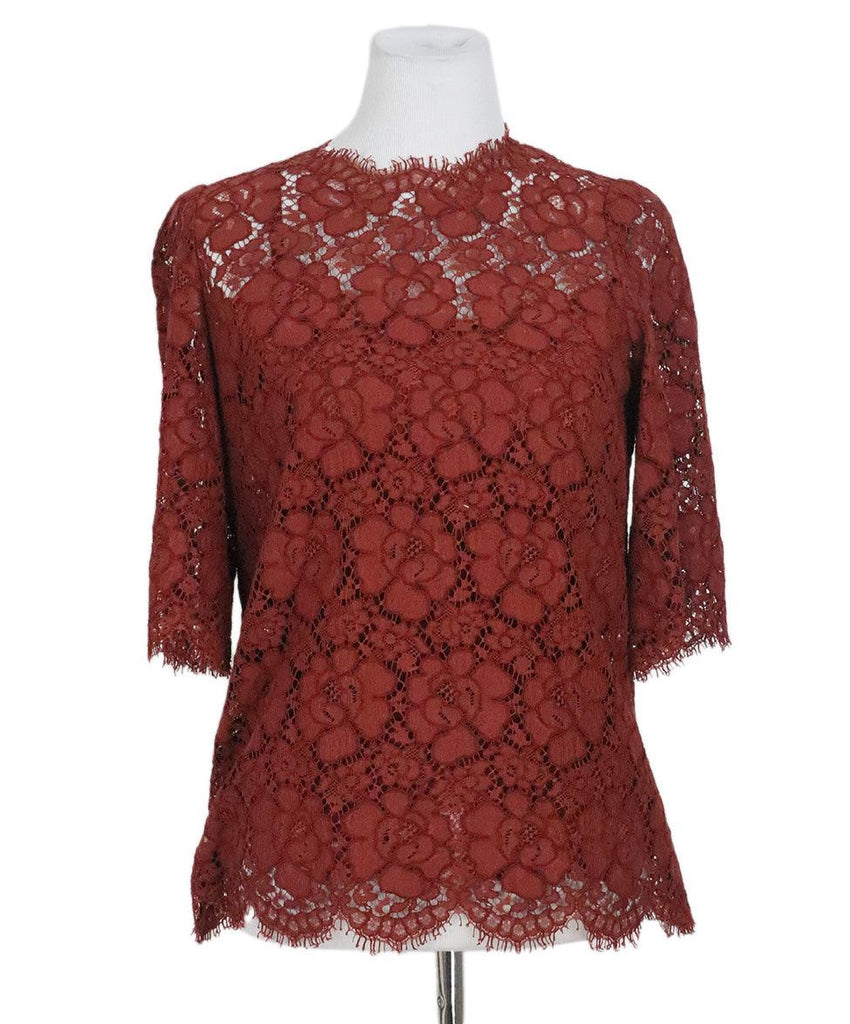 Dolce & Gabbana Rust Lace Blouse sz 0 - Michael's Consignment NYC