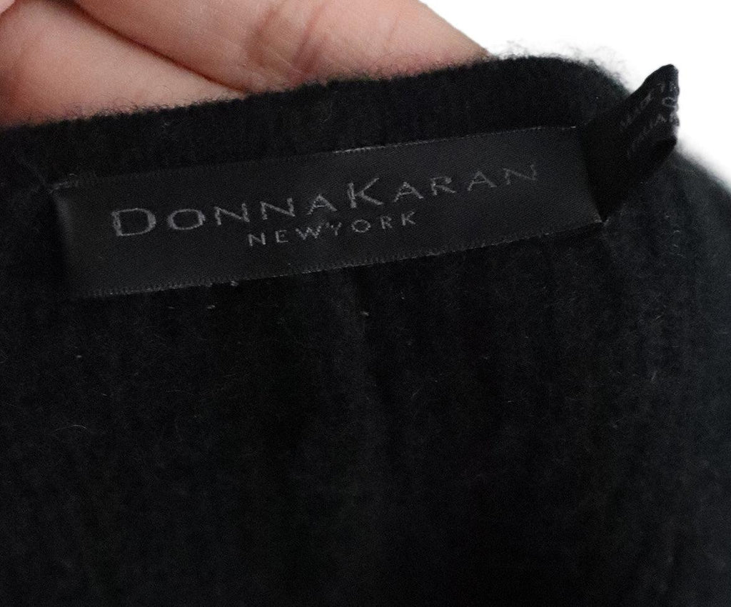 Donna Karan Black Cashmere Cardigan w/ Leather Sleeves sz 8 - Michael's Consignment NYC