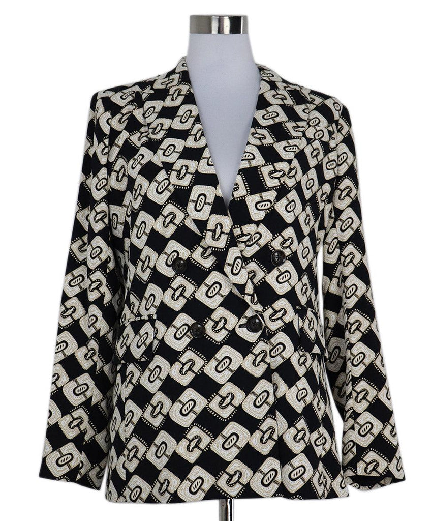 DVF Black Print Gloria Jacket sz 4 - Michael's Consignment NYC