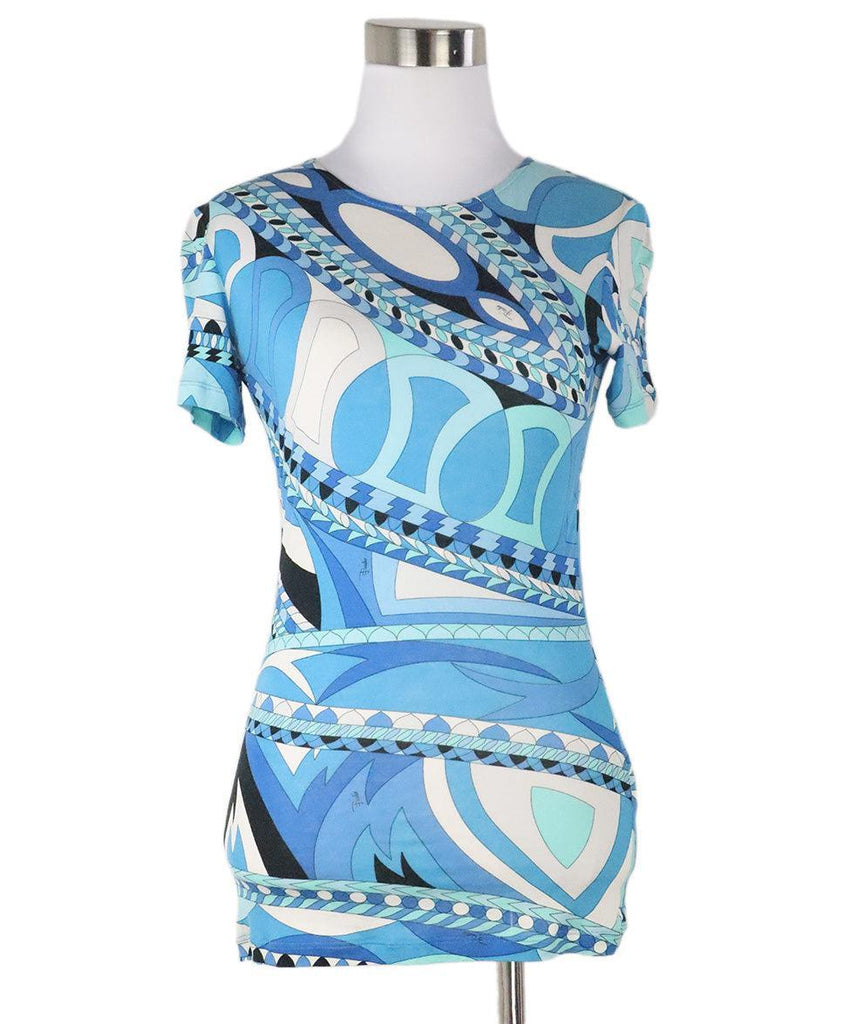 Emilio Pucci Blue & White Print Top sz 4 - Michael's Consignment NYC
