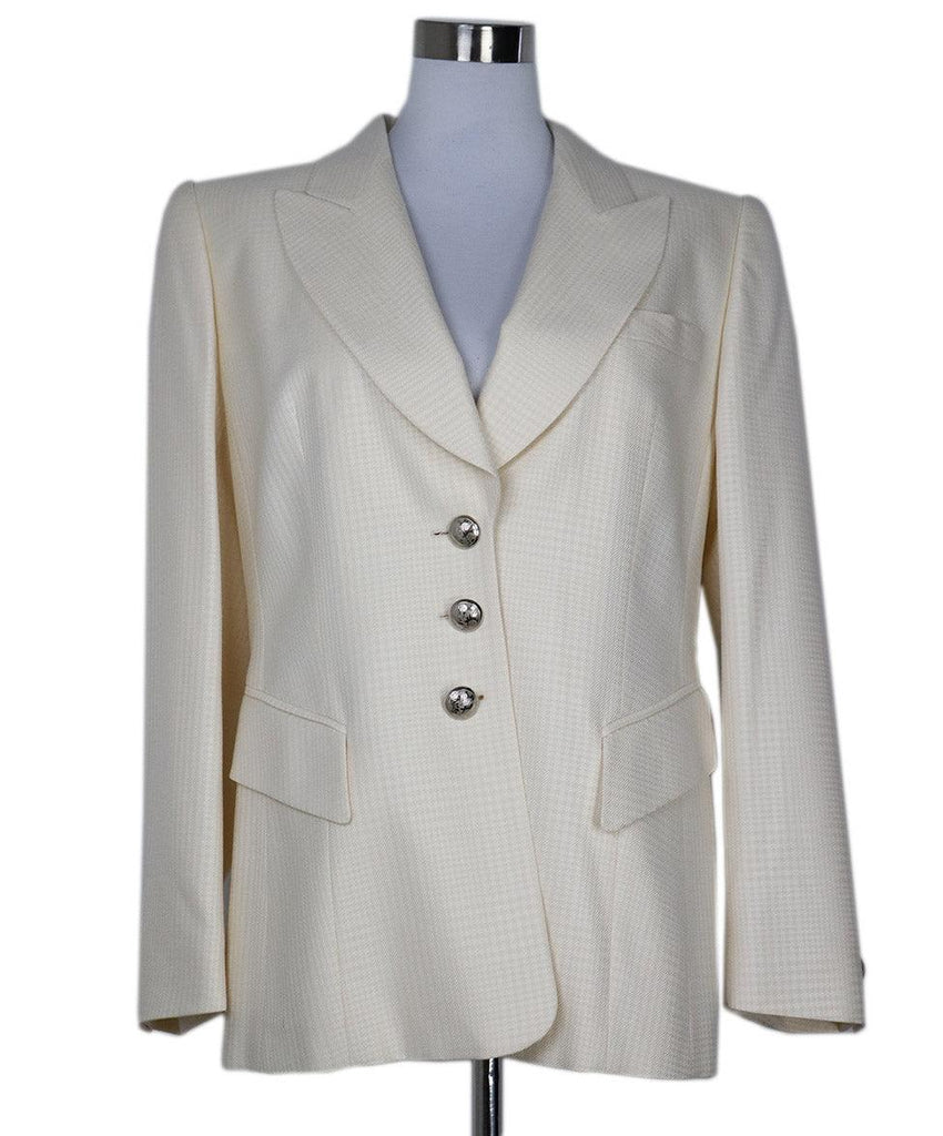 Escada Vintage Cream & White Houndstooth Blazer sz 8 - Michael's Consignment NYC