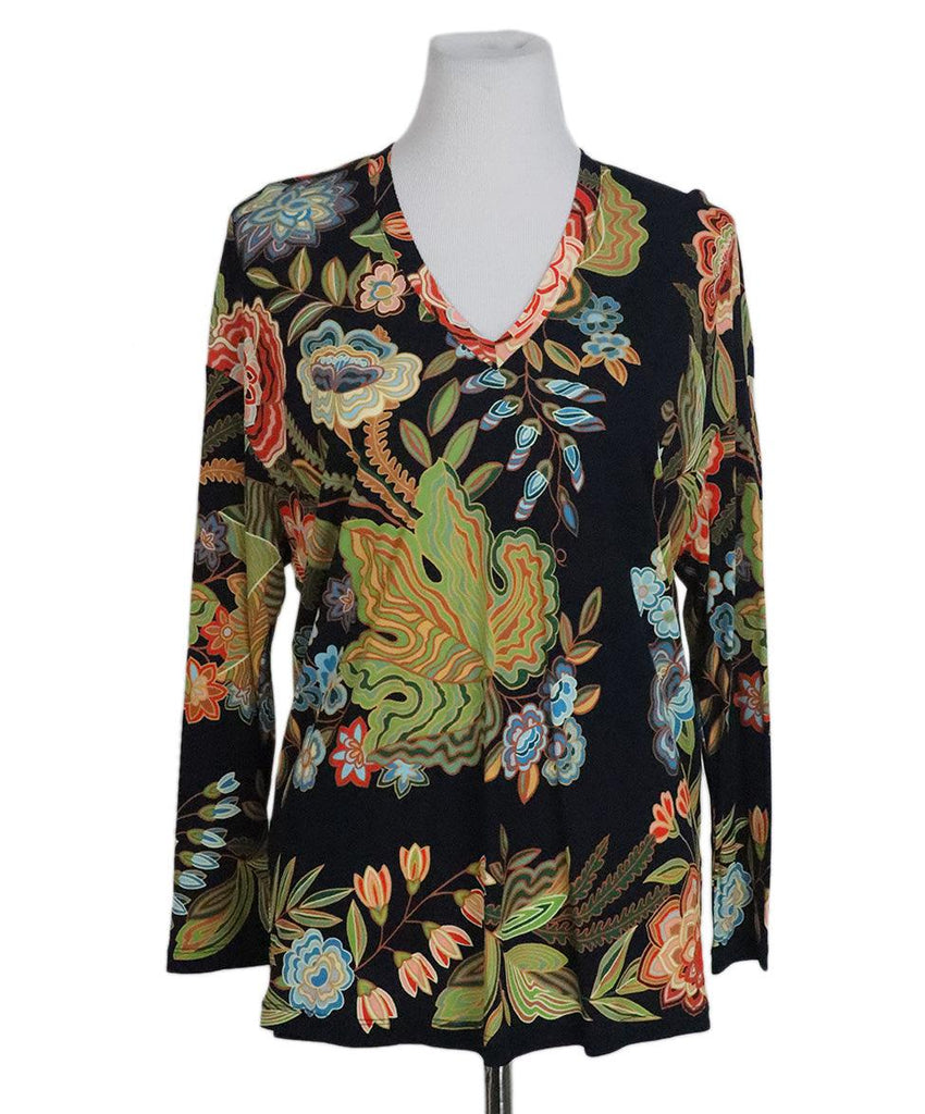 Etro Black Floral Print Top sz 8 - Michael's Consignment NYC
